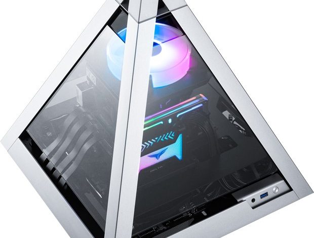 a gaming case with pyramid shape